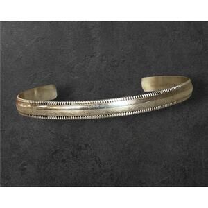 Vintage Sterling Silver Cuff Bracelet Minimalist Stacker Milgrain Classic